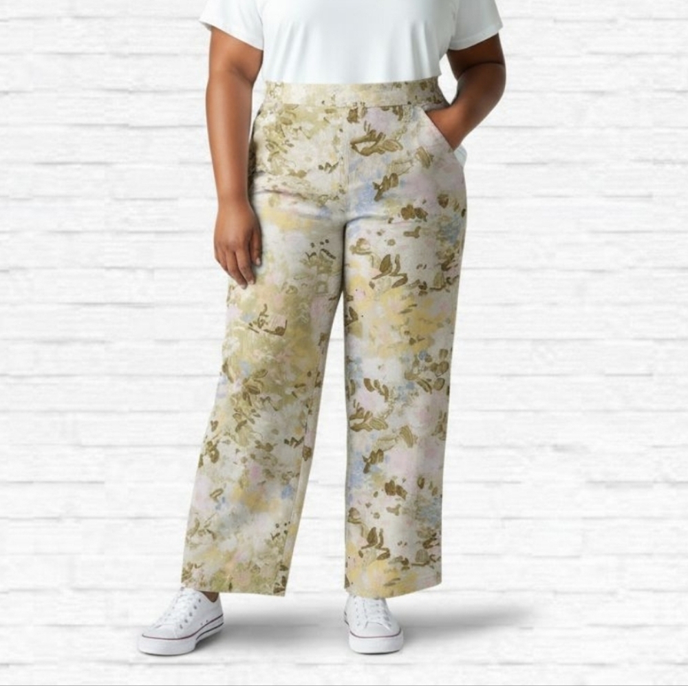 Jams World Vintage Pastel Paint Splatter Capri Pants Size XL